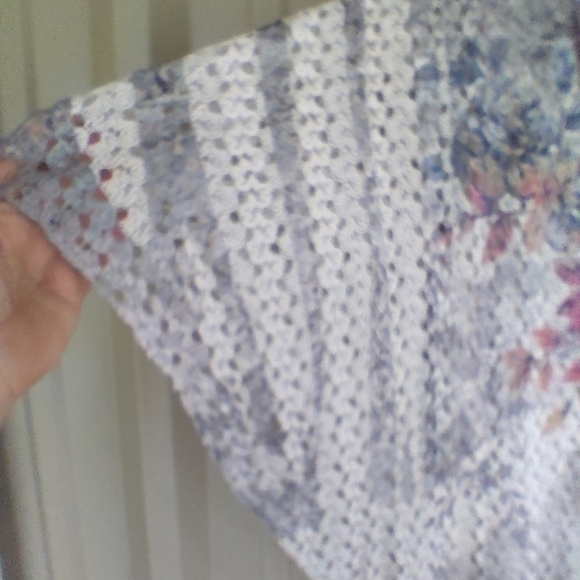Women's Artsy Floral Crochet Sheer Tunic Top Size XL Lagenlook Hippie Bohemian - Picture 4 of 7